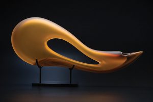 Avelino in cinnamon is a hand blown art glass sculpture by Bernard Katz