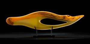 Caladesi shown in yellow is an art glass sculpture created by bernard Katz