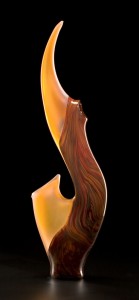 Grand Serenoa shown in cinnamon color is a hand blown glass sculpture by Bernard Katz
