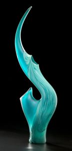 Grand Serenoa in jade color by Bernard Katz Glass Grand Serenoa shown in jade color is a hand blown glass sculpture by Bernard Katz
