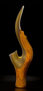 Grand Serenoa in yellow color by Bernard Katz Glass Grand Serenoa in yellow color is a is a hand blown art glass sculpture by Bernard Katz