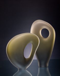 glass sculpture Melange Series 8 by Bernard Katz Melange Series 8 glass sculpture in the bronze color by Bernard Katz