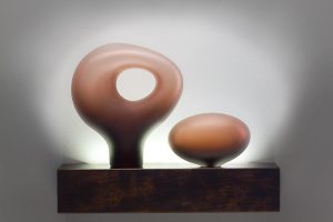 Monolito Series with Tikal and Masso glass forms in tea color by Bernard Katz