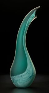 Salinas in jade color by Bernard Katz Glass The Salinas shoen in jade is a hand blown glass sculpture created by Bernard Katz