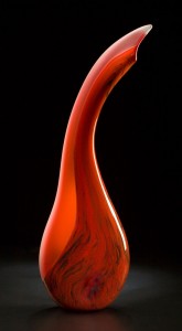 Salinas in red color by Bernard Katz Glass Salinas shown in the red color is a hand blown glass sculpture by Bernard Katz