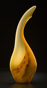 Salinas in yellow color by Bernard Katz Glass Salinas shown in yellow color is a hand blown glass sculpture by Bernard Katz