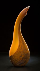 Salinas in cinnamon color glass sculpture by Bernard Katz Glass Salinas in cinnamon color is a hand blown glass sculpture by Bernard Katz