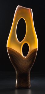 Trans Terra Ceia cinnamon color by Bernard Katz Glass Trans Terra Ceia shown in cinnamon color is a hand blown glass sculpture by Bernard Katz