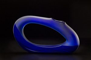 Trans Bolinas in cerulean blue by Bernard Katz Glass Trans Bolinas in cerulean blue glass sculpture by bernard katz