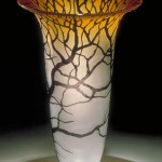 Tree Vase in topaz color by Bernard Katz blown glass Tree Vase shown in topaz by Bernard Katz
