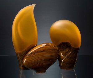 Melange Series 5 cinnamon color by Bernard Katz Glass Melange Series 5 glass sculpture shown in cinnamon color by Bernard Katz