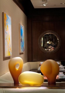 Fountain Restaurant Bernard Katz glass sculpture Palos Melange Trio Four Seasons Hotel Philadelphia Fountain Restaurant glass sculpture by Bernard Katz titled Palos Melange Trio