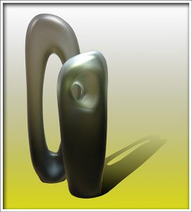 Bronze Melange Pair glass sculpture by Bernard Katz