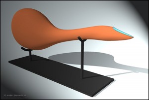 3D model of glass sculpture on a stand