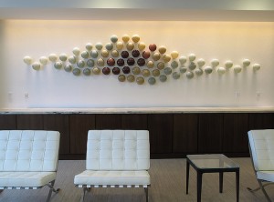 glass wall sculpture installation bernard katz front view