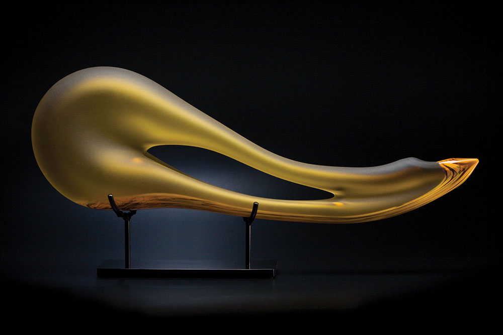 Avelino in yellow glass sculpture