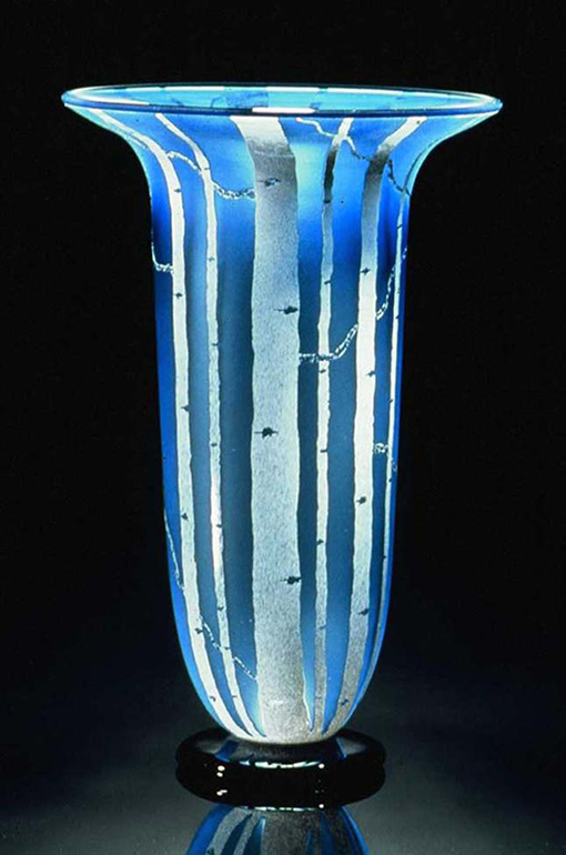 Birch Vase blue hand-blown glass