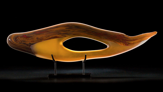 Cinnamon Caladesi art glass sculpture by Bernard Katz