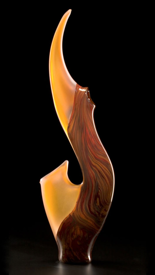 Cinnamon Grand Serenoa art glass sculpture by Bernard Katz