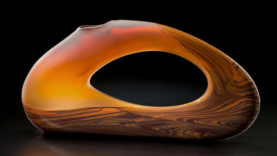 Cinnamon Trans Bolinas art glass sculpture by Bernard Katz