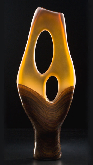 Cinnamon Trans Terra Ceia art glass sculpture by Bernard Katz