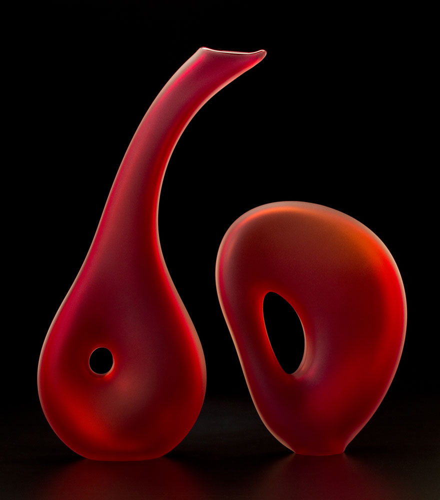 Melange Series 10 glass sculpture scarlet red color