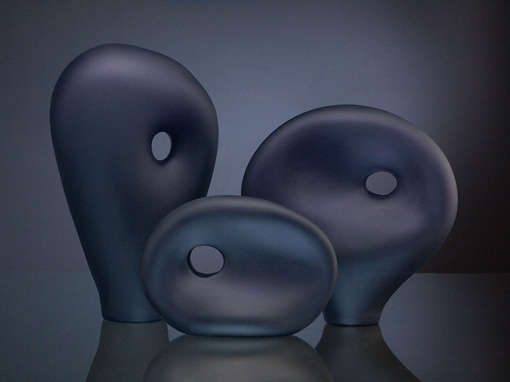 Melange Series 7 glass sculpture in indigo color by Bernard Katz