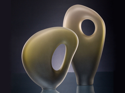 Melange Series 8 art glass sculpture in bronze color by Bernard Katz