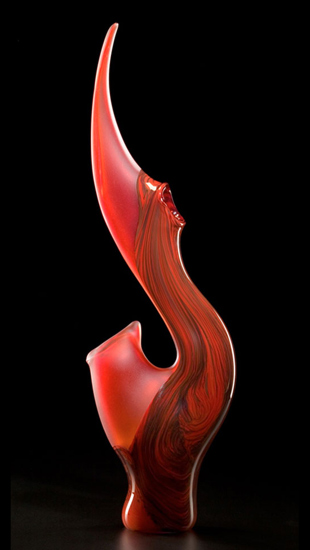 Red Grand Serenoa art glass sculpture by Bernard Katz
