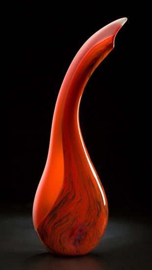 Red Salinas art glass sculpture by Bernard Katz