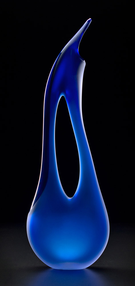 Tall Avelino in blue glass sculpture