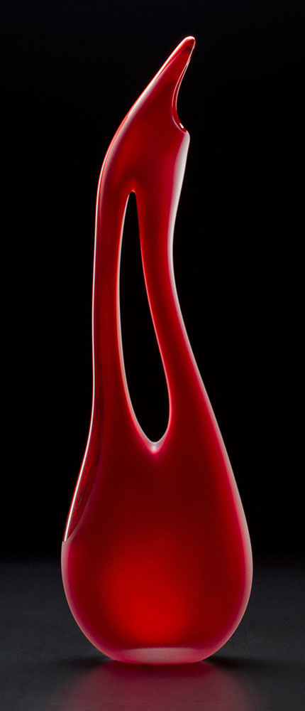 Tall Avelino in scarlet red glass sculpture