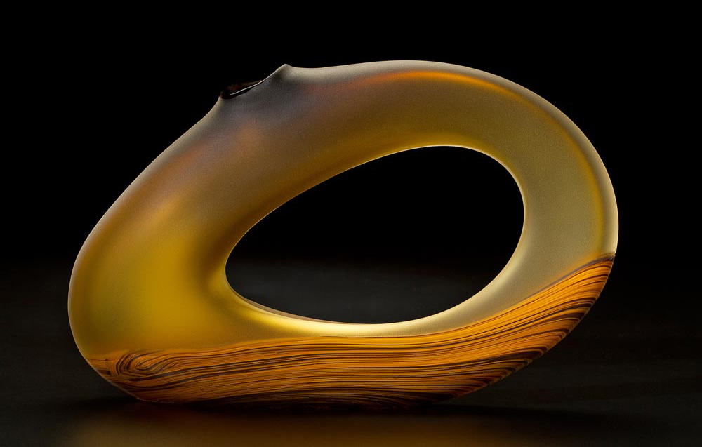 Trans Bolinas in yellow glass sculpture