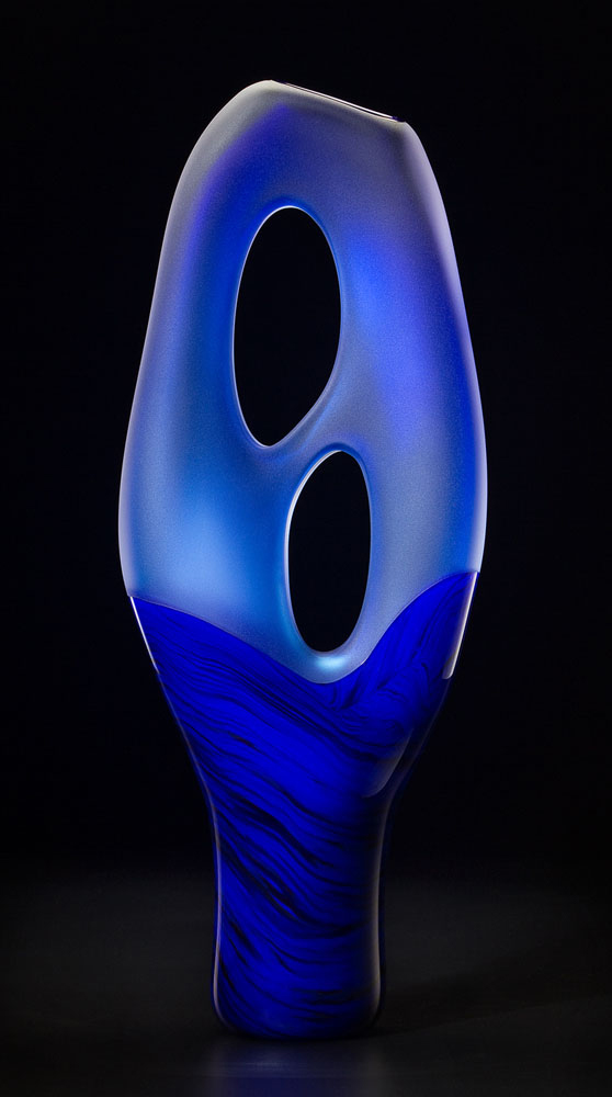 Trans Terra Ceia in blue glass sculpture