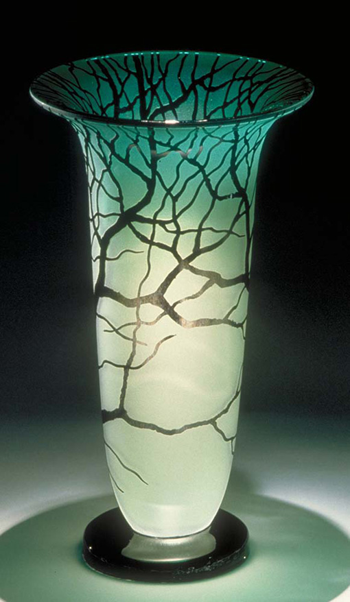 Tree Vase green color handblown glass
