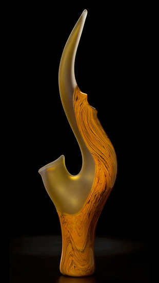 Yellow Grand Serenoa art glass sculpture by Bernard Katz