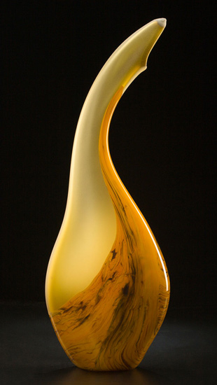 Yellow Salinas art glass sculpture by Bernard Katz