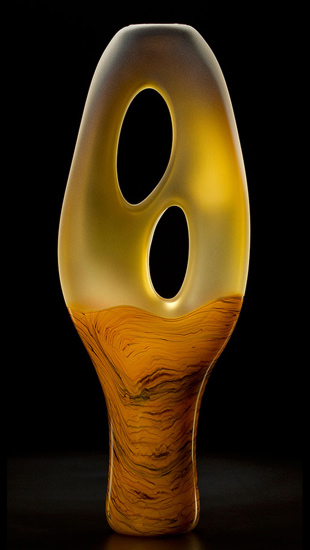 Yellow Trans Terra Ceia art glass sculpture by Bernard Katz