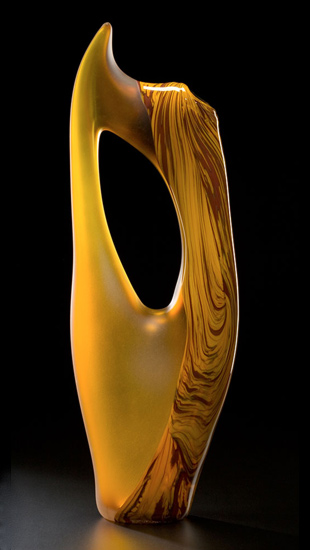 Yellow Vilano art glass sculpture by Bernard Katz