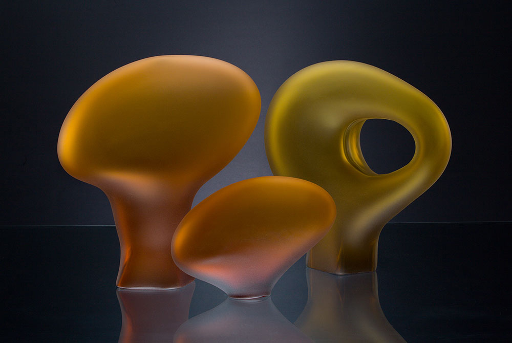 Melange Series 1 glass sculpture aurora and yellow amber colors