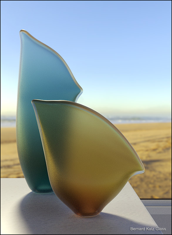 3D CAD drawing of Beach Horizon glass sculpture in simulated environment